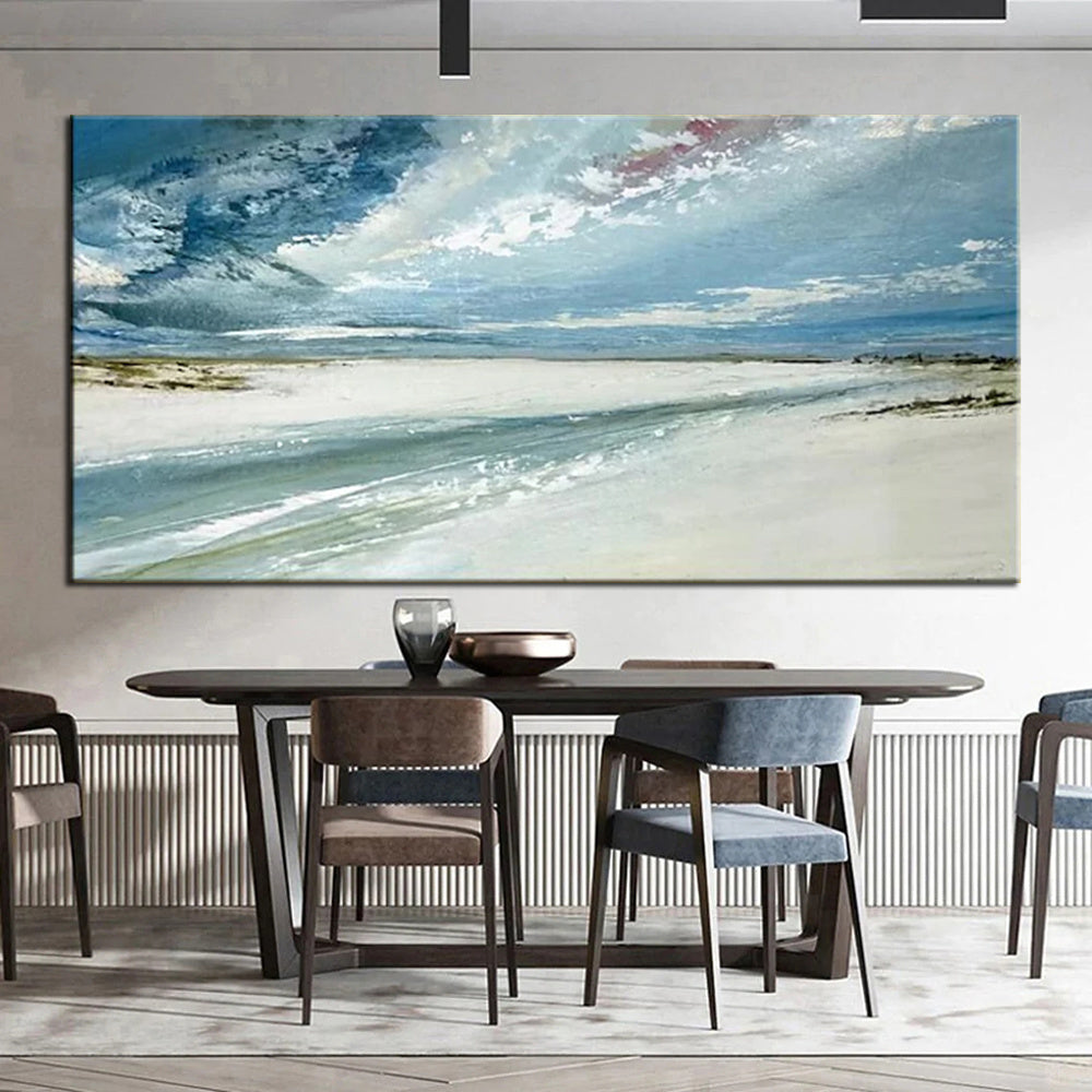 Hand Painted Oil Paintings Abstract Seascape Painting Beach Ocean  Living Room Hallway Luxurious Decorative Painting