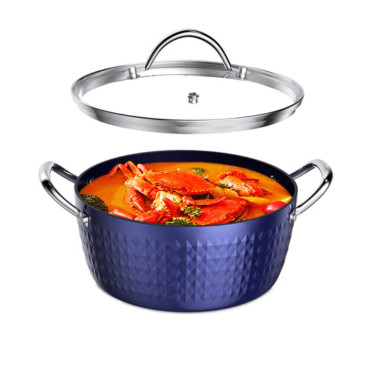 Casserole Dish; Induction Saucepan with Lid; 24cm/ 2.2L Stock Pots Non Stick Saucepan; Aluminum Ceramic Coating Cooking Pot - PFOA Free; Suitable for All Hobs Types; Amazon Banned