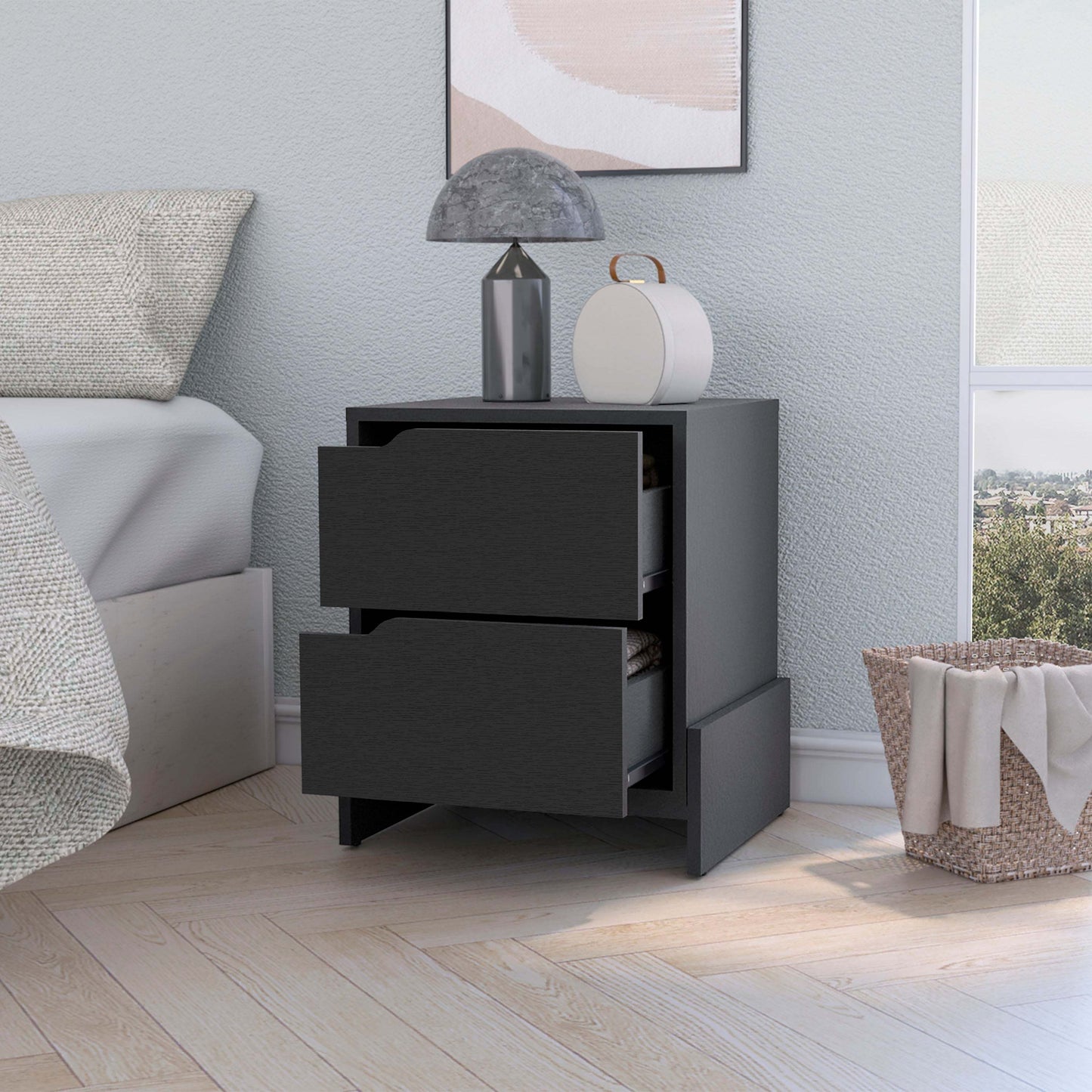 Ralston 2-Drawer Nightstand in Black