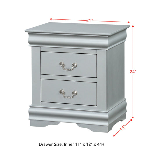 ACME Louis Philippe Nightstand in Platinum 26733