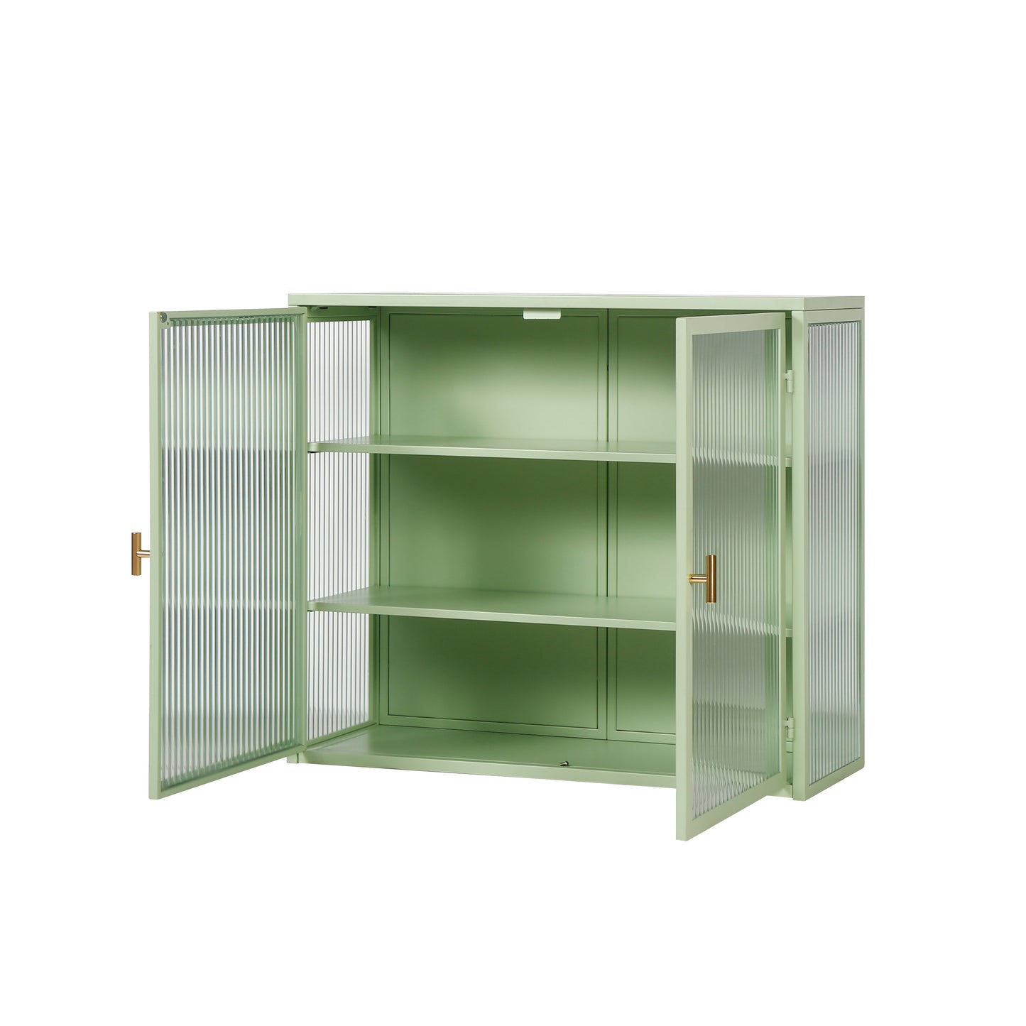 27.56"Glass Doors Modern Two-door Wall Cabinet with Featuring Three-tier Storage for Entryway Living Room Bathroom Dining Room