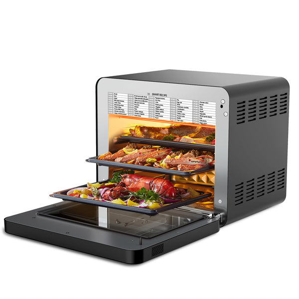 Geek Chef Steam Air Fryer Toast Oven Combo , 26 QT Steam Convection Oven Countertop , 50 Cooking Presets, with 6 Slice Toast, 12" Pizza, Black Stainless Steel(Banned from selling on Amazon)