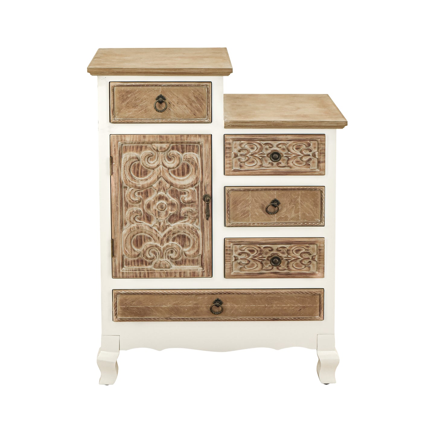 Wooden Cabinet with 5 Drawers and 1 Door;  Retro Accent Storage Cabinet for Entryway;  Living Room