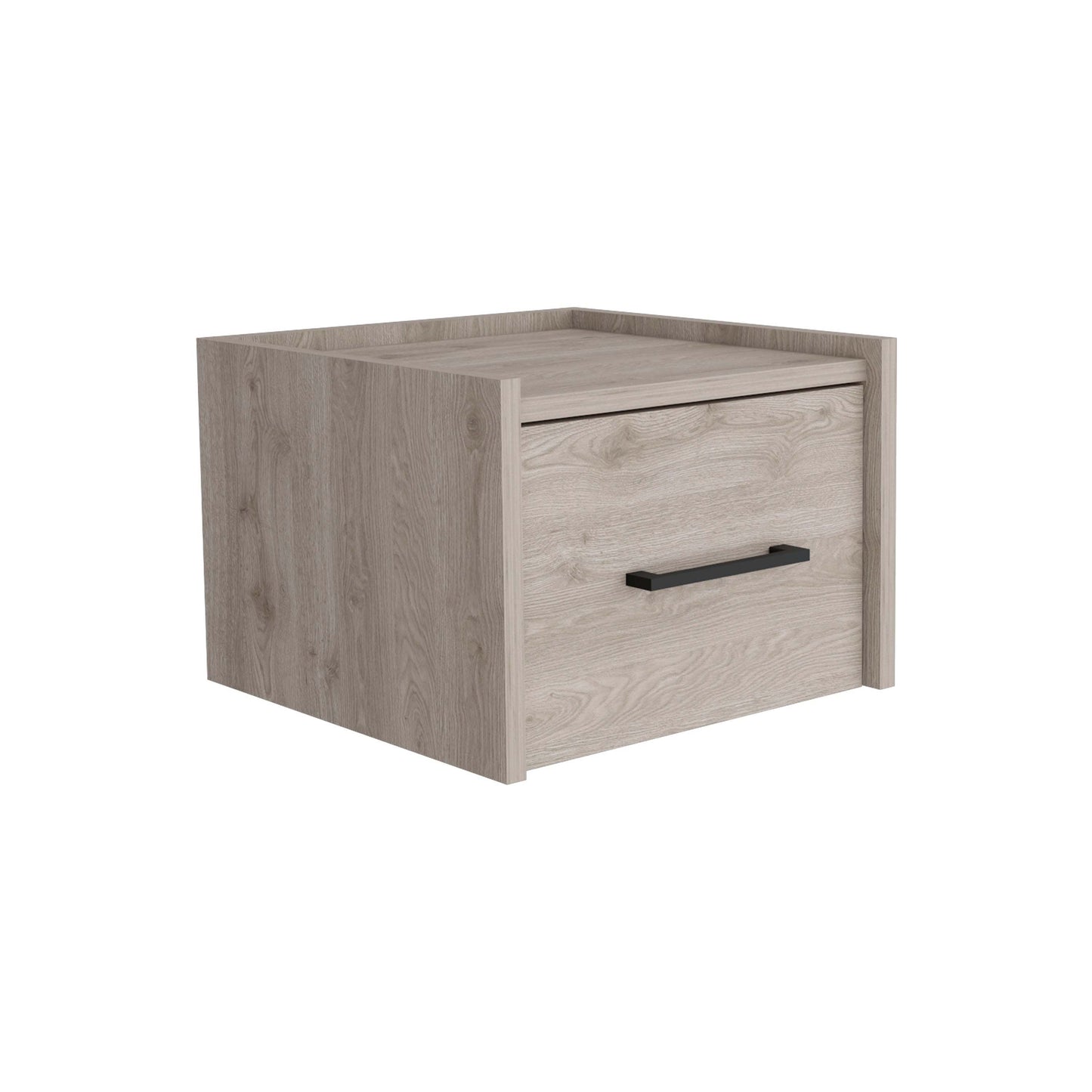 TUHOME Boa Floating Nightstand, Wall-Mounted Single Drawer Design with Handle- Light Grey - Bedroom