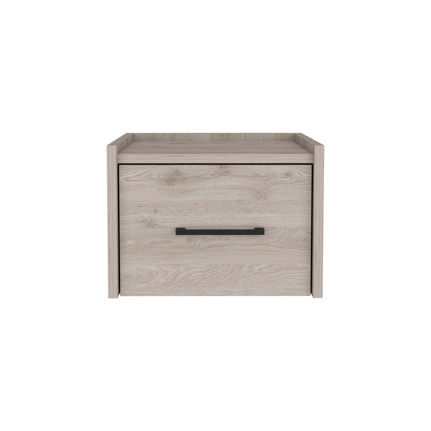 TUHOME Boa Floating Nightstand, Wall-Mounted Single Drawer Design with Handle- Light Grey - Bedroom