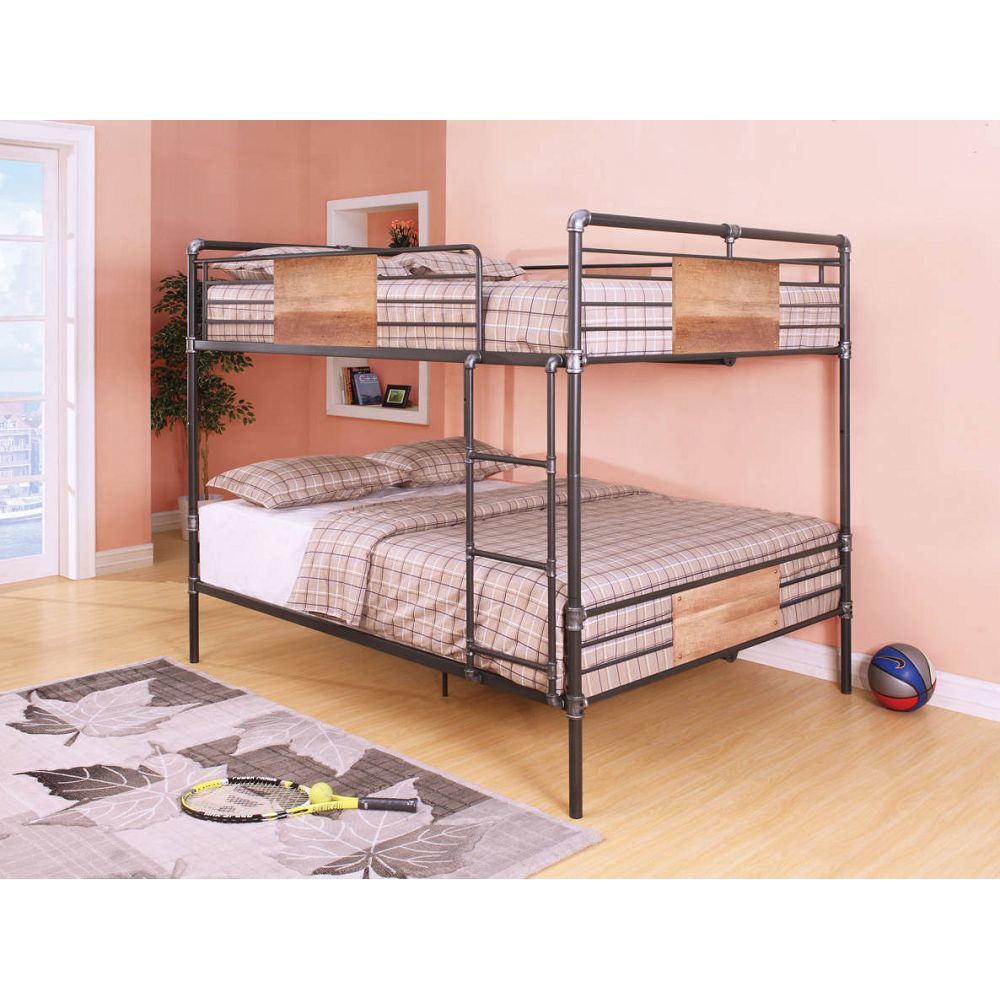 ACME Brantley Bunk Bed (Queen/Queen) in Sandy Black & Dark Bronze Hand-Brushed 37720