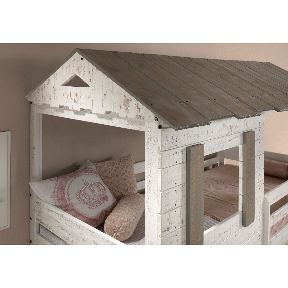 ACME Darlene Twin/Twin Bunk Bed, Rustic White 38135