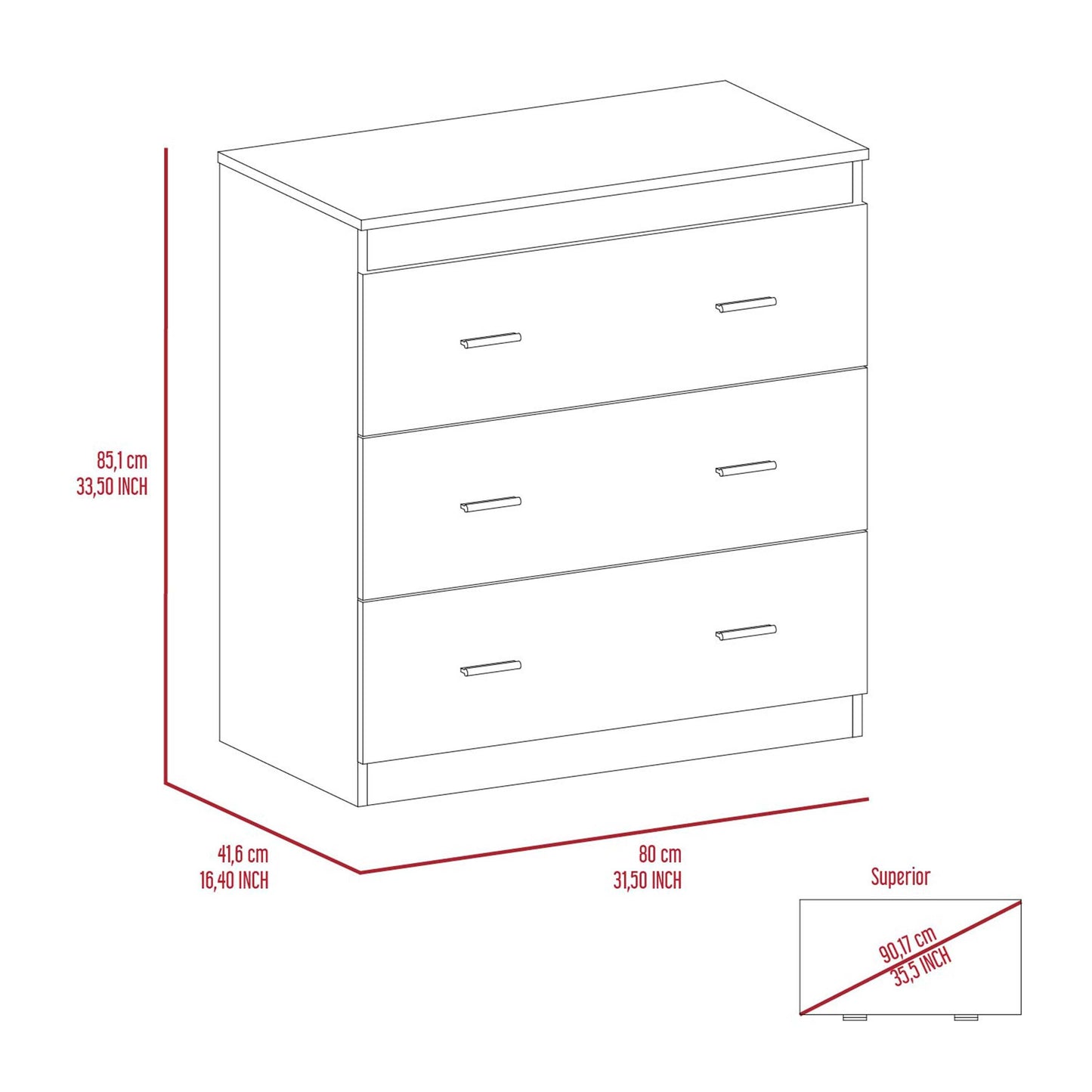 Medway 3 Piece Bedroom Set, 2 Cocora 6 Drawer Double Dressers + Capri Three Drawer Dresser, Black