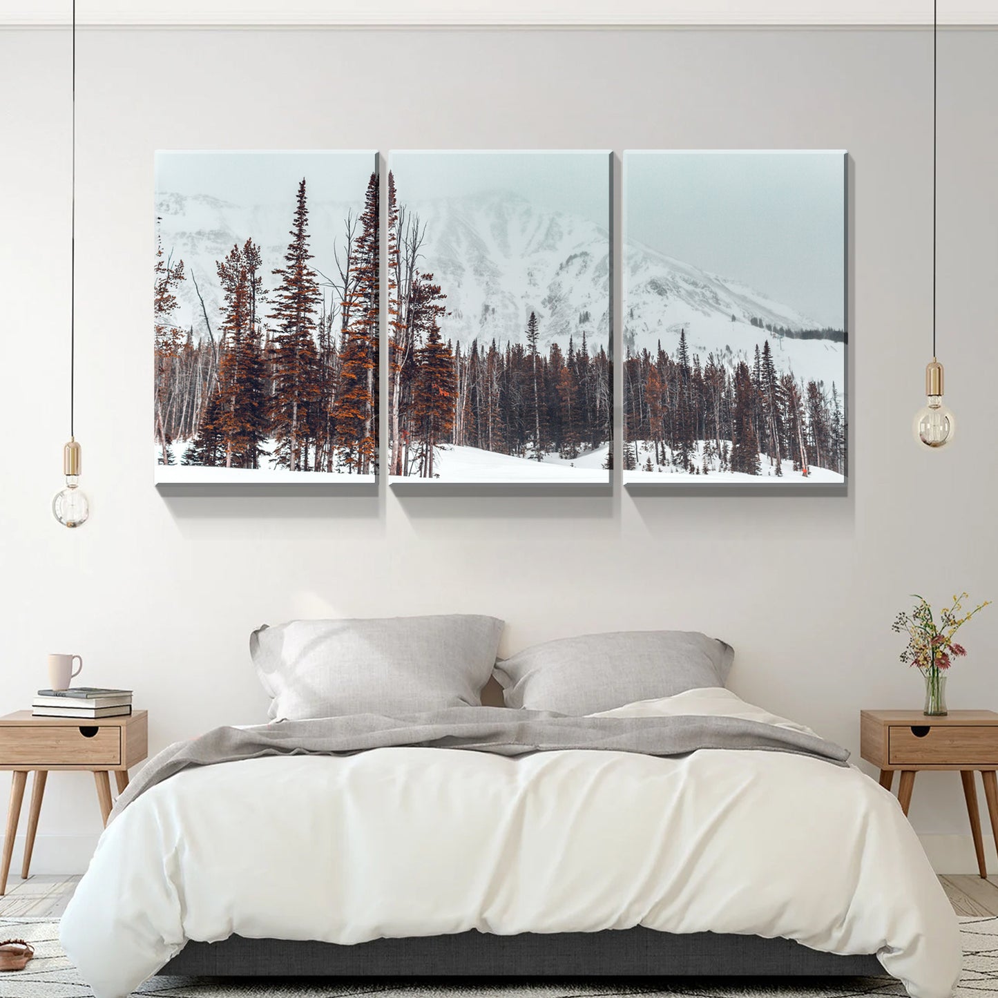 3 Panels Framed Winter Forest Canvas Wall Art Decor,3 Pieces Mordern Canvas Decoration Painting for Office,Dining room,Living room, Bedroom Decor-Ready to Hang