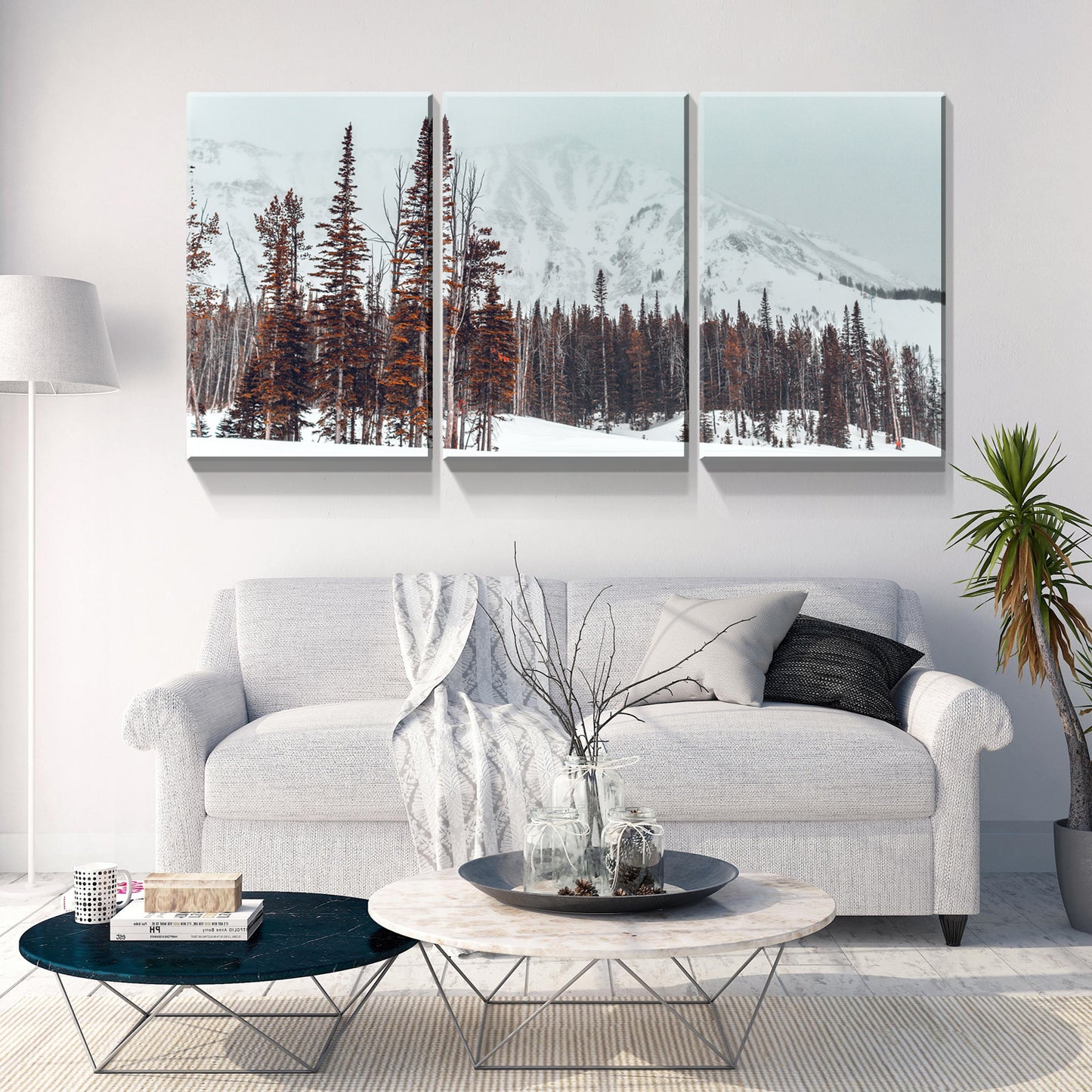 3 Panels Framed Winter Forest Canvas Wall Art Decor,3 Pieces Mordern Canvas Decoration Painting for Office,Dining room,Living room, Bedroom Decor-Ready to Hang