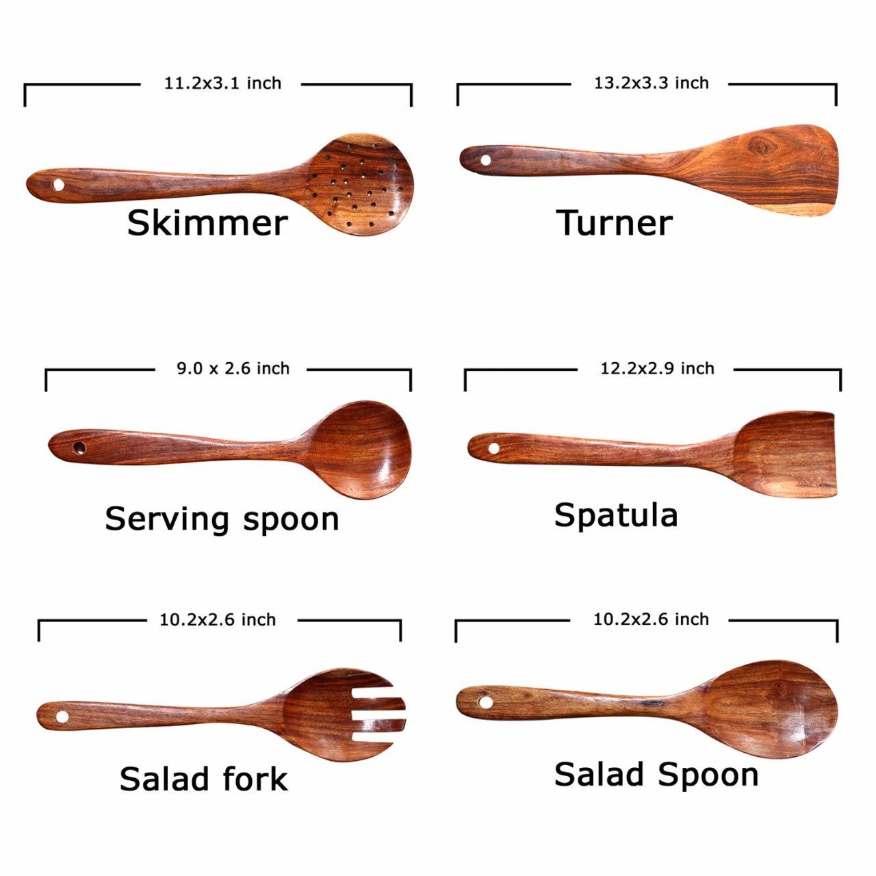 WILLART Kitchen Utensils Set; Wooden Cooking Utensil Set Non-stick Pan Kitchen Tool Wooden Cooking Spoons and Spatulas Wooden Spoons for cooking salad fork